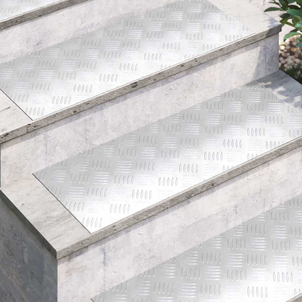 VidaXL marche d'escalier rectangulaire 2 pcs argent 80 x 30 cm aluminium