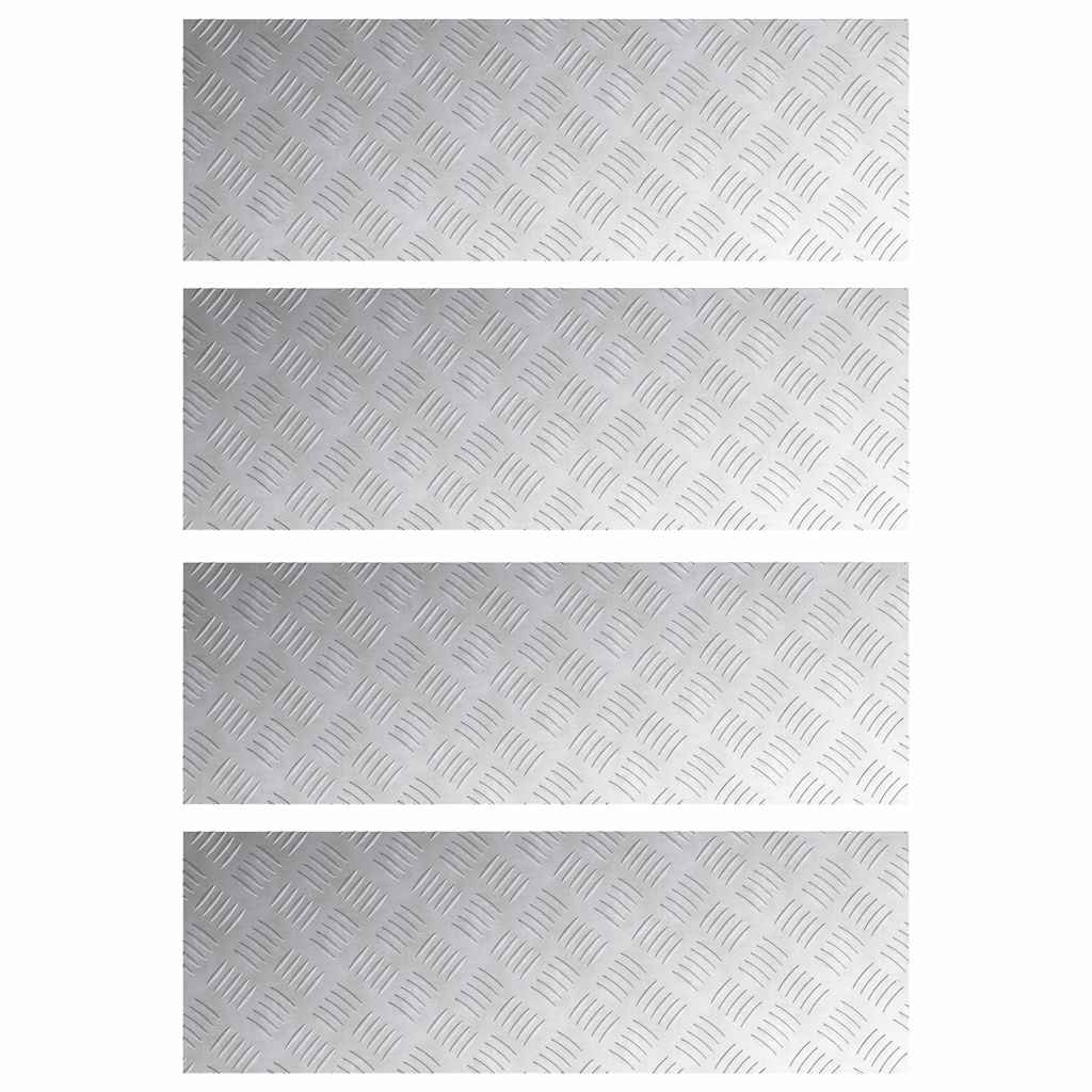 VidaXL marche d'escalier rectangulaire 4 pcs argent 90 x 30 cm aluminium