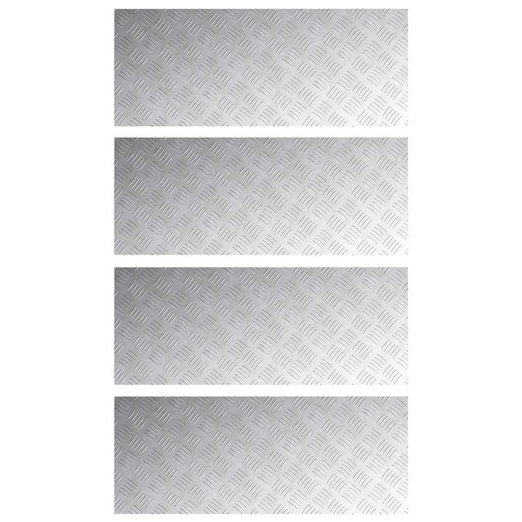 VidaXL marche d'escalier rectangulaire 4 pcs argent 100 x 40 cm aluminium