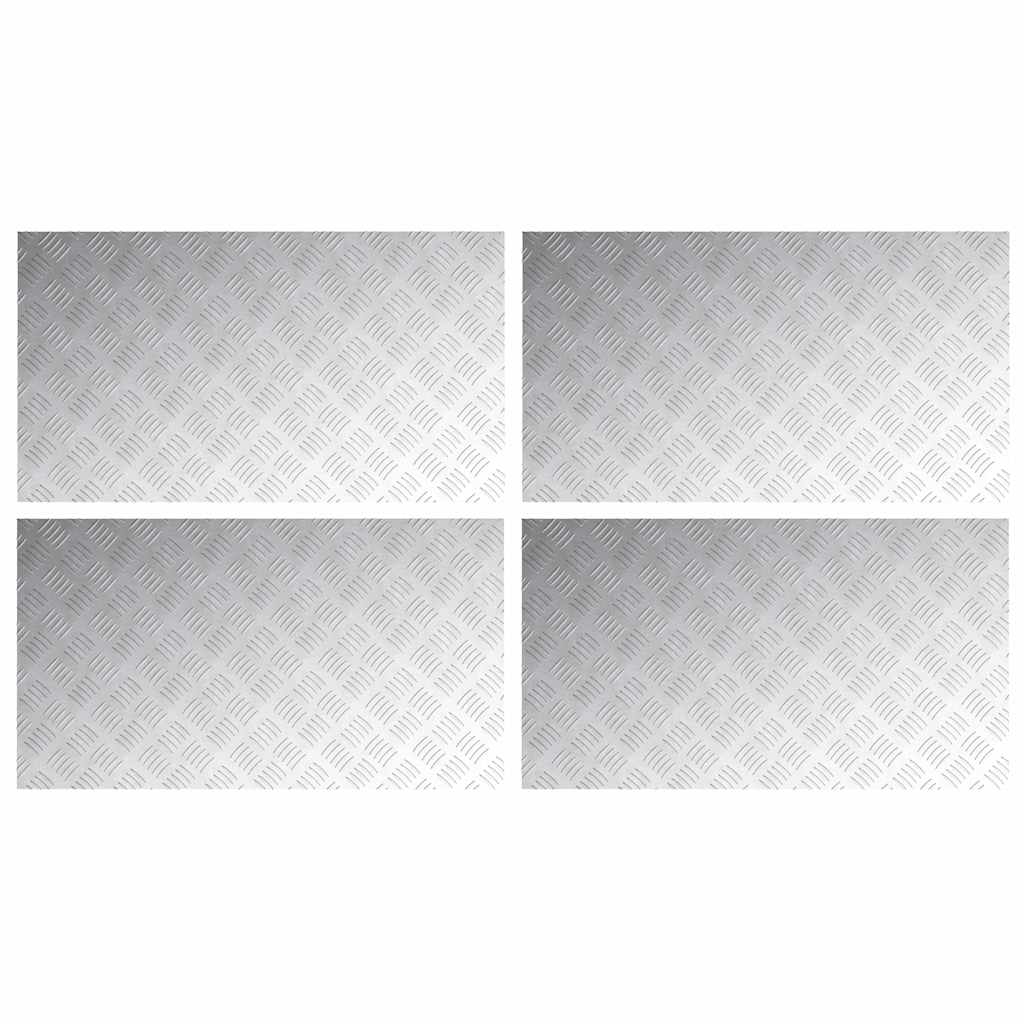 VidaXL marche d'escalier rectangulaire 4 pcs argent 90 x 50 cm aluminium