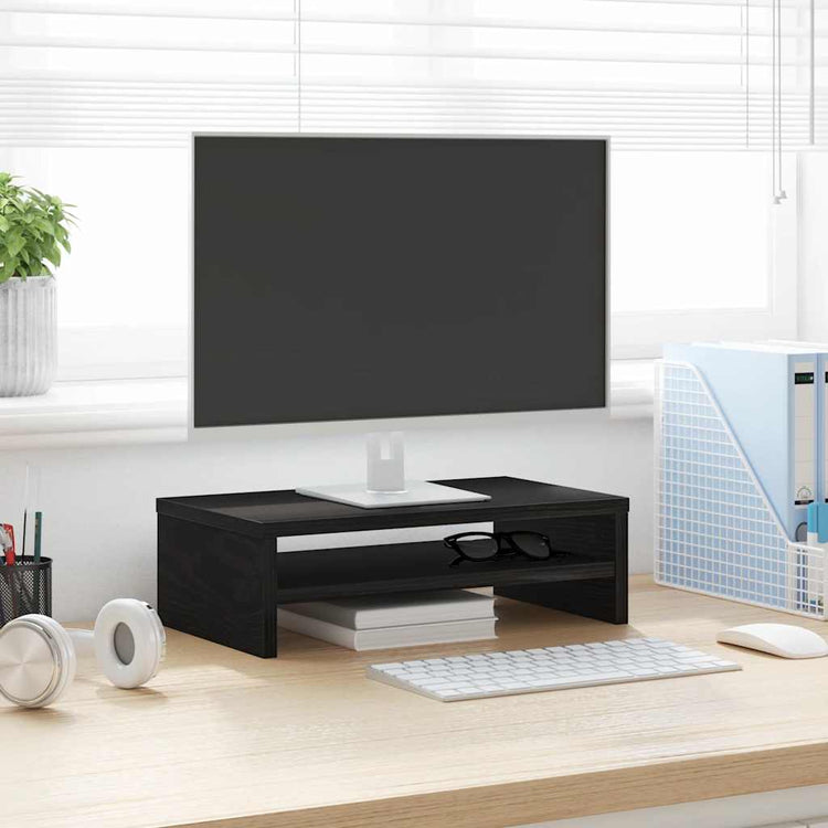 VidaXL support pour moniteur chêne noir 42x24x13 cm bois d'ingénierie