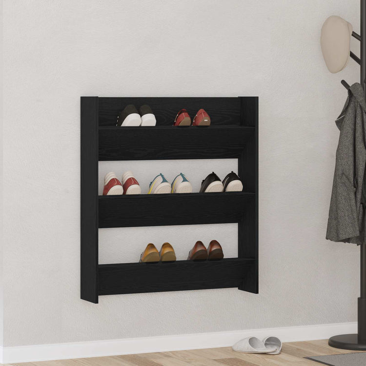 VidaXL armoire à chaussures avec étagère chêne noir 80 x 18 x 90 cm bois d'ingénierie