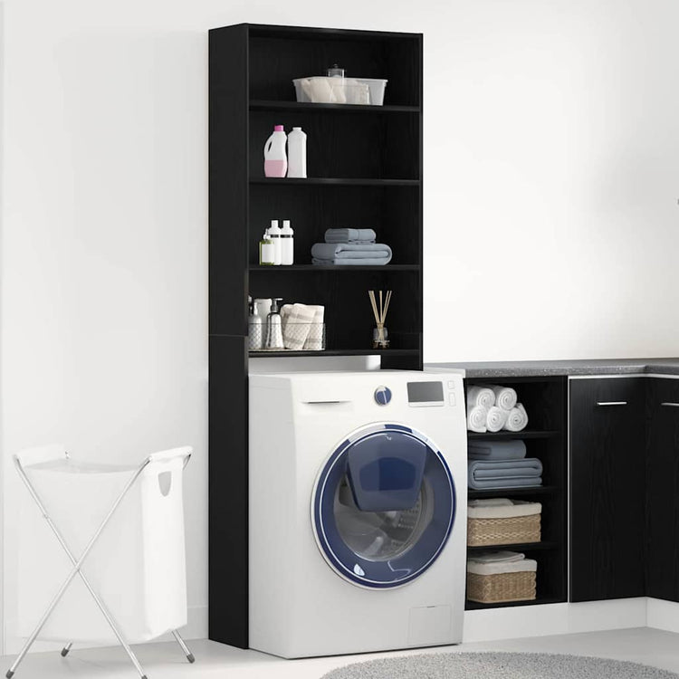 Vidaxx meuble lave-linge chêne noir 64 x 24 x 190 cm bois fini