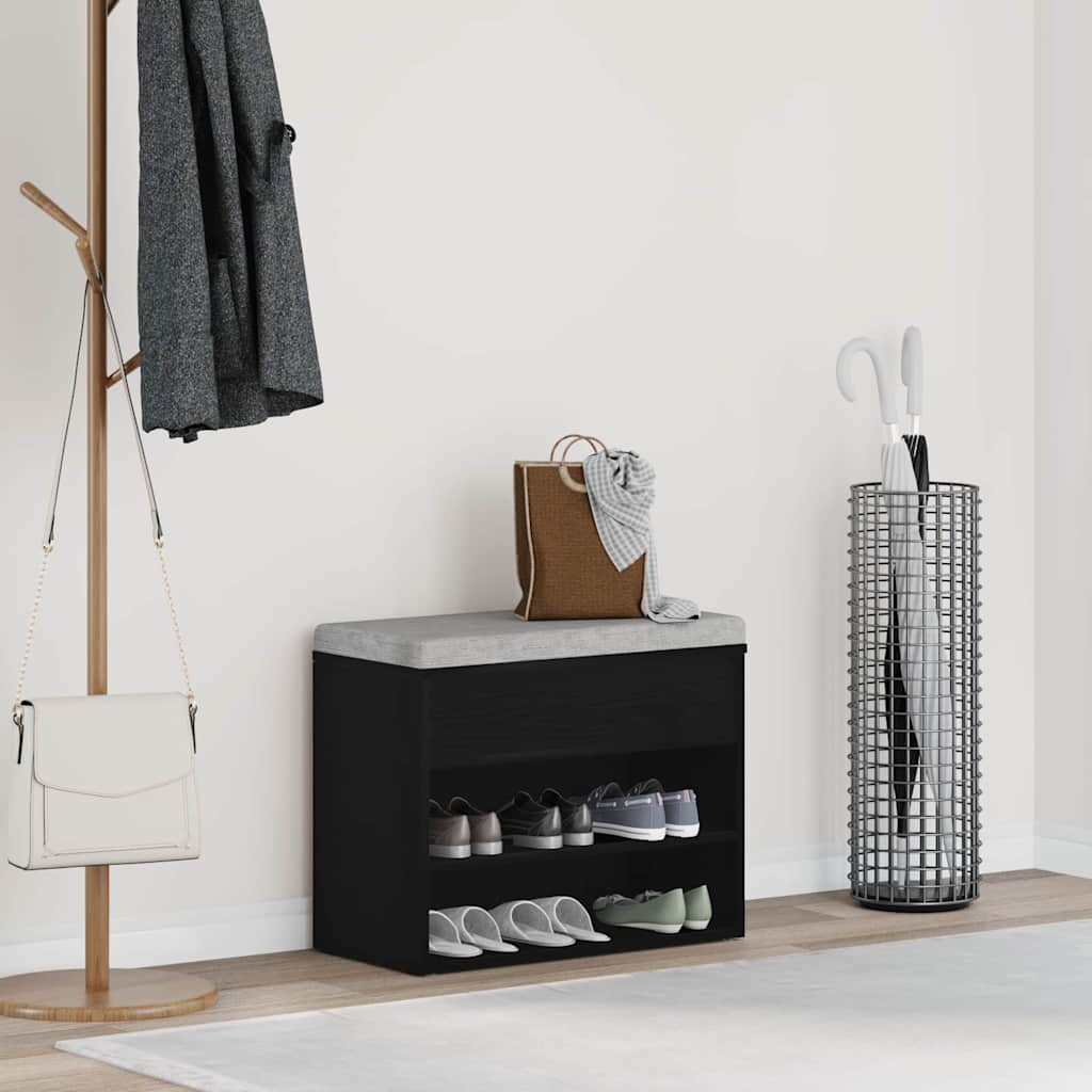Vidaxx banc à chaussures avec étagère chêne noir 60 x 30 x 45 cm bois d'ingénierie