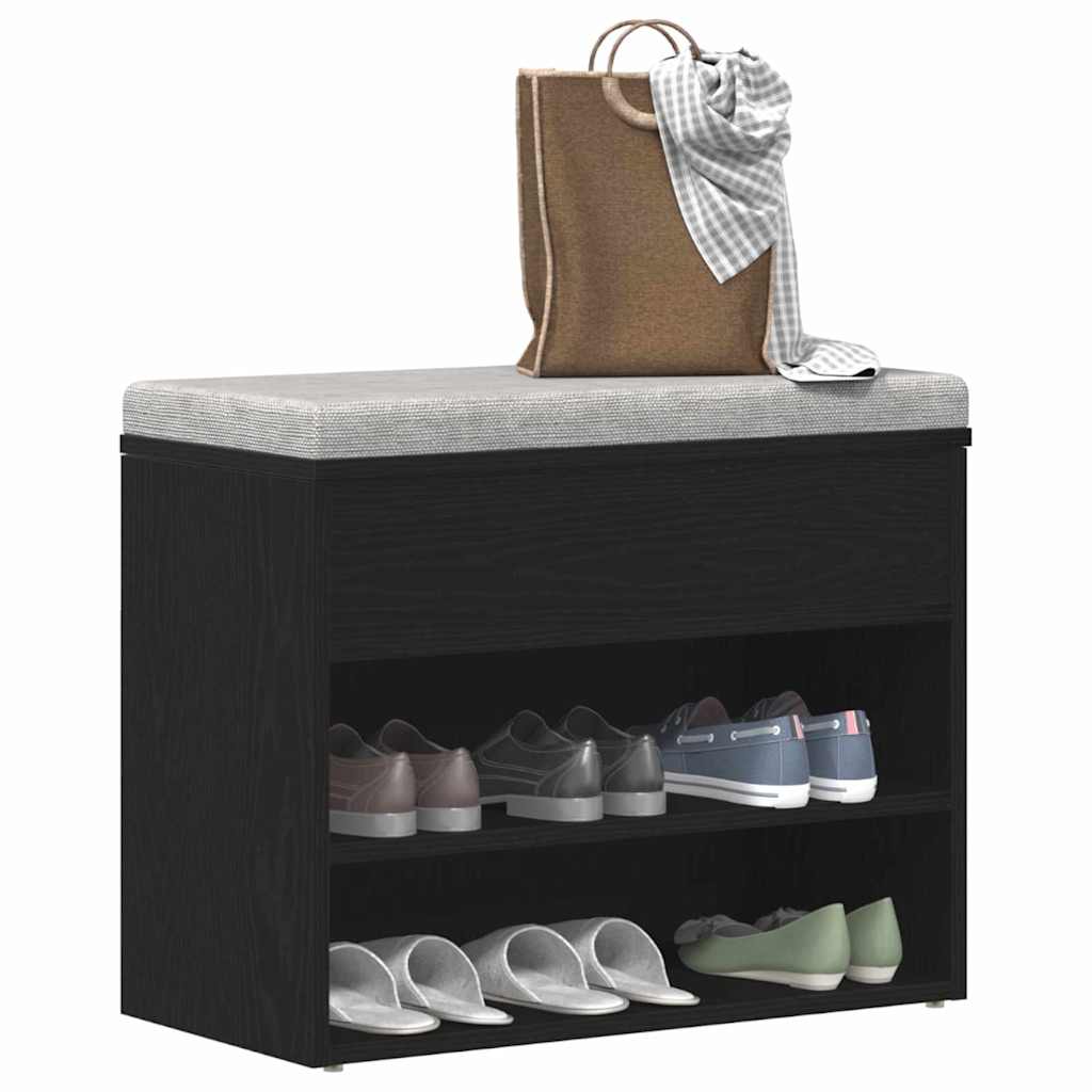 Vidaxx banc à chaussures avec étagère chêne noir 60 x 30 x 45 cm bois d'ingénierie