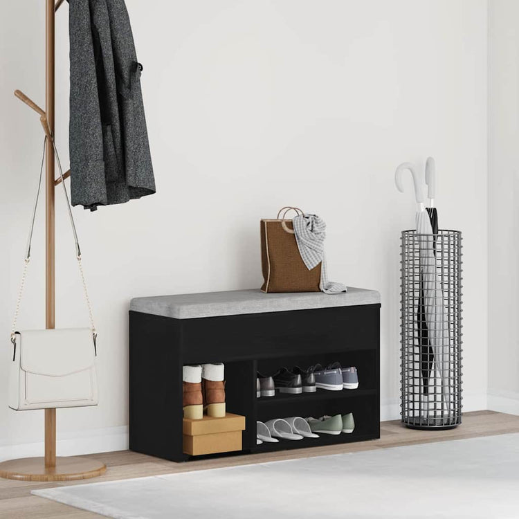 Vidaxl banc à chaussures avec étagère chêne noir 80 x 30 x 45 cm bois d'ingénierie