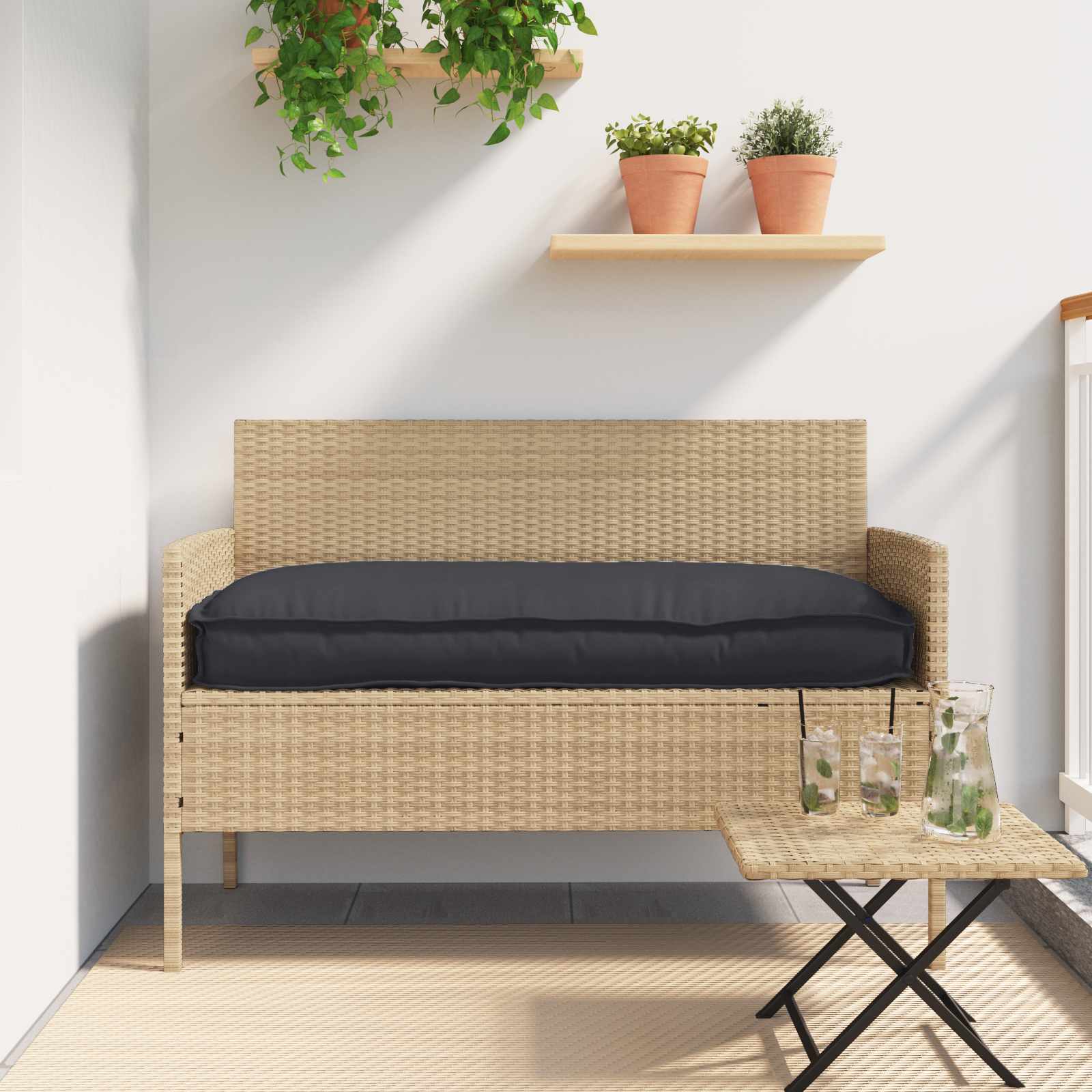 Vidaxx coussin noir 120 x 60 x 12 cm tissu oxford