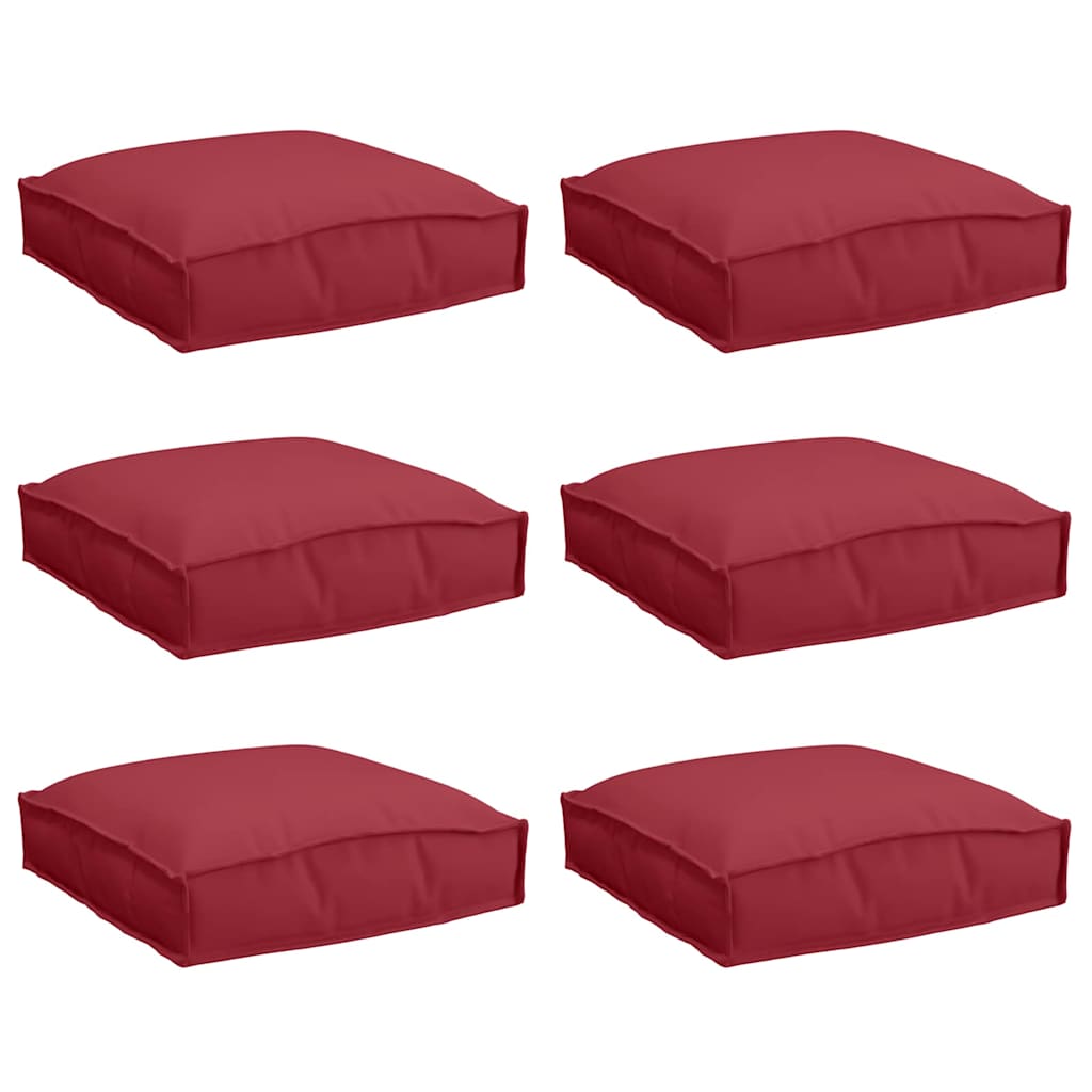 Vidaxl coussin 6 pcs vin rouge 40 x 40 x 8 cm tissu oxford