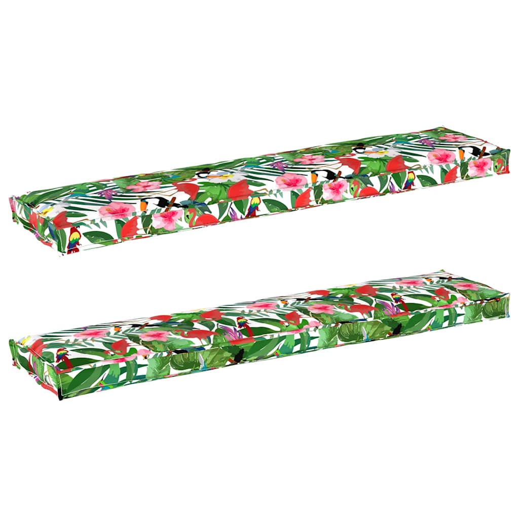 VidaXL ensemble de coussins de palette 2 pcs jungle tropicale 180 x 40 x 8 cm