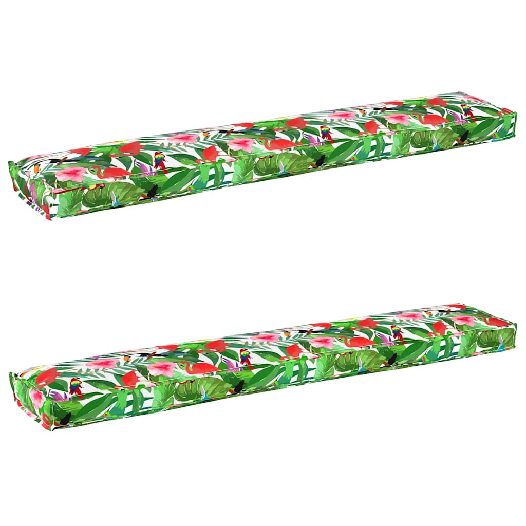 VidaXL ensemble de coussins de palette 2 pcs jungle tropicale 200 x 40 x 8 cm