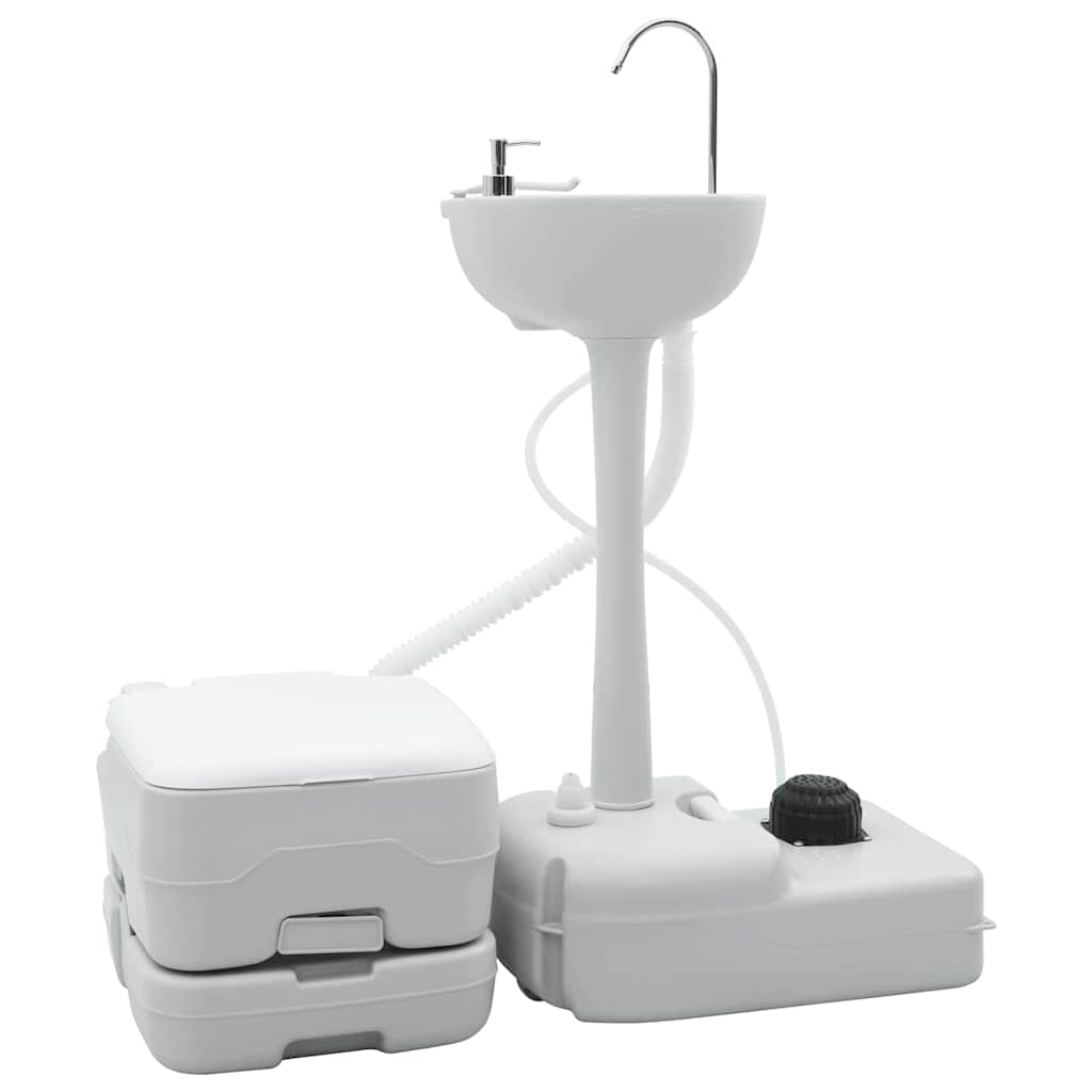 VidaXL ensemble de toilettes de camping 2 pcs gris et blanc