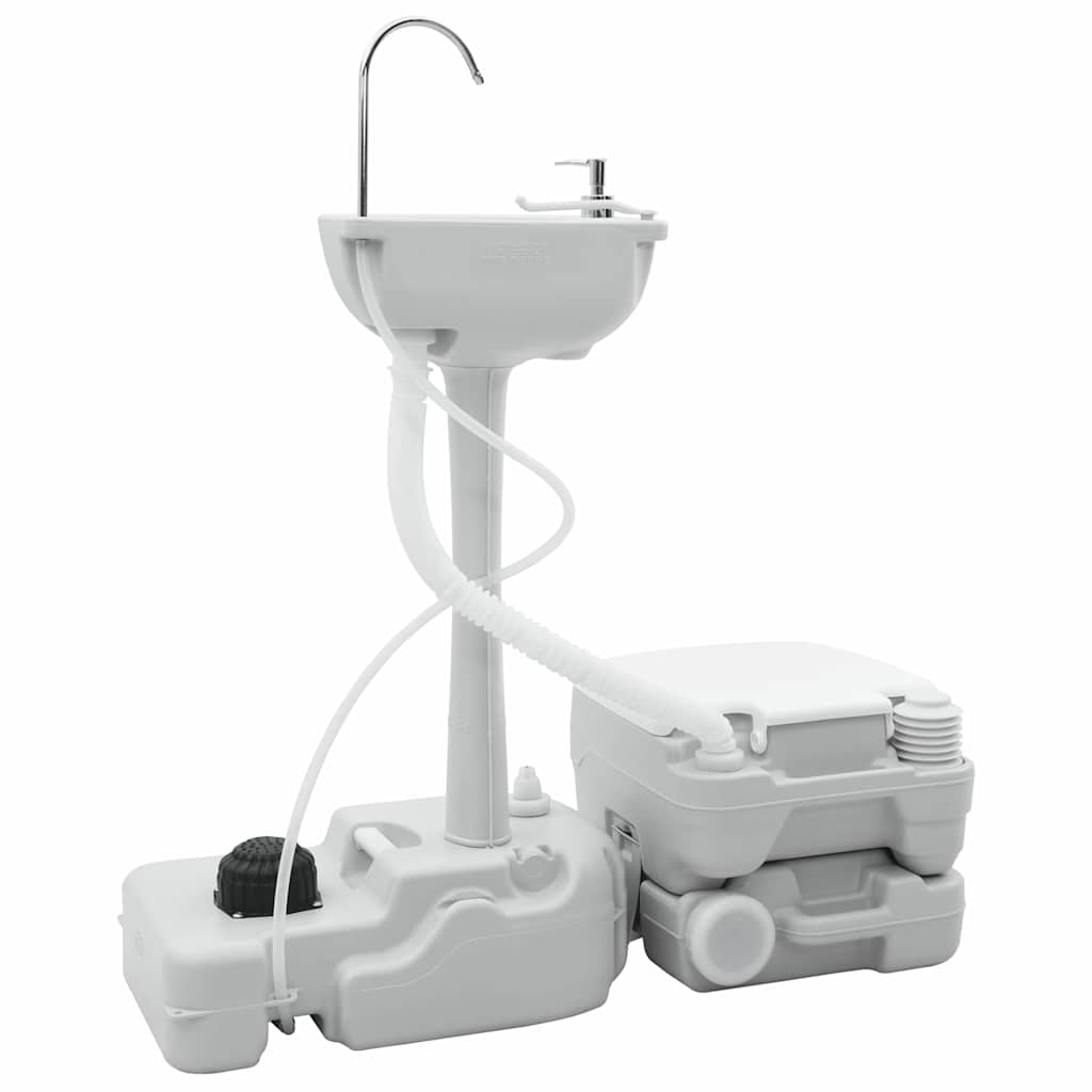 VidaXL ensemble de toilettes de camping 2 pcs gris et blanc