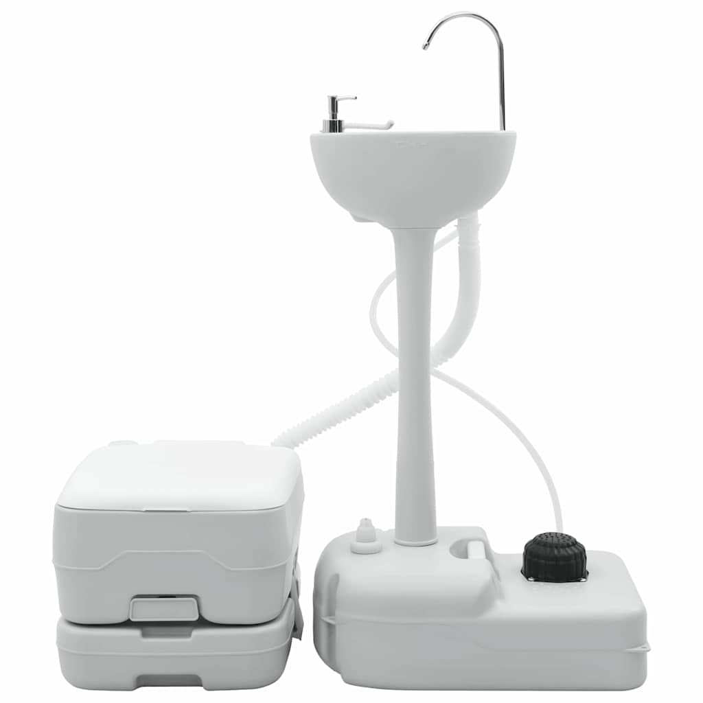 VidaXL ensemble de toilettes de camping 2 pcs gris et blanc