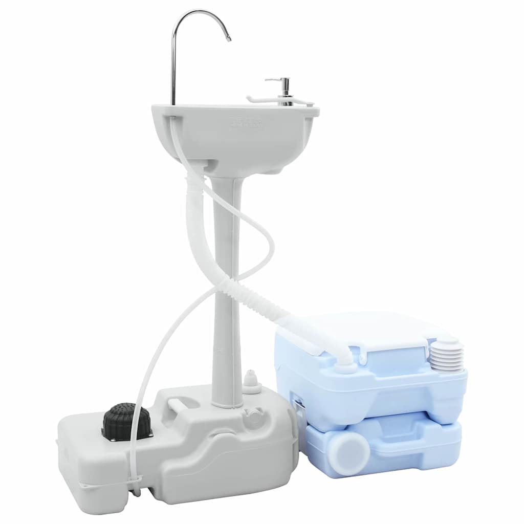 VidaXL ensemble de toilettes de camping 2 pcs bleu et blanc