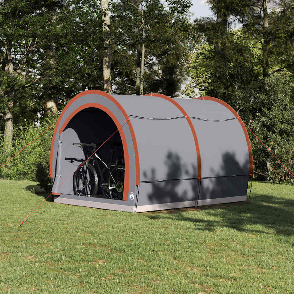 Vidaxxl tente vélo avec toit avec rangement gris et orange 256 x 222 x 182 cm