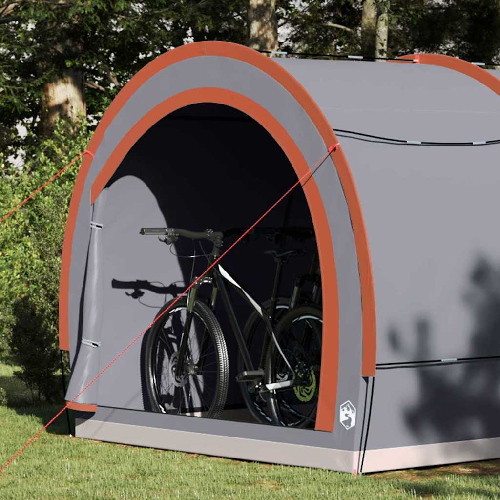 Vidaxxl tente vélo avec toit avec rangement gris et orange 256 x 222 x 182 cm