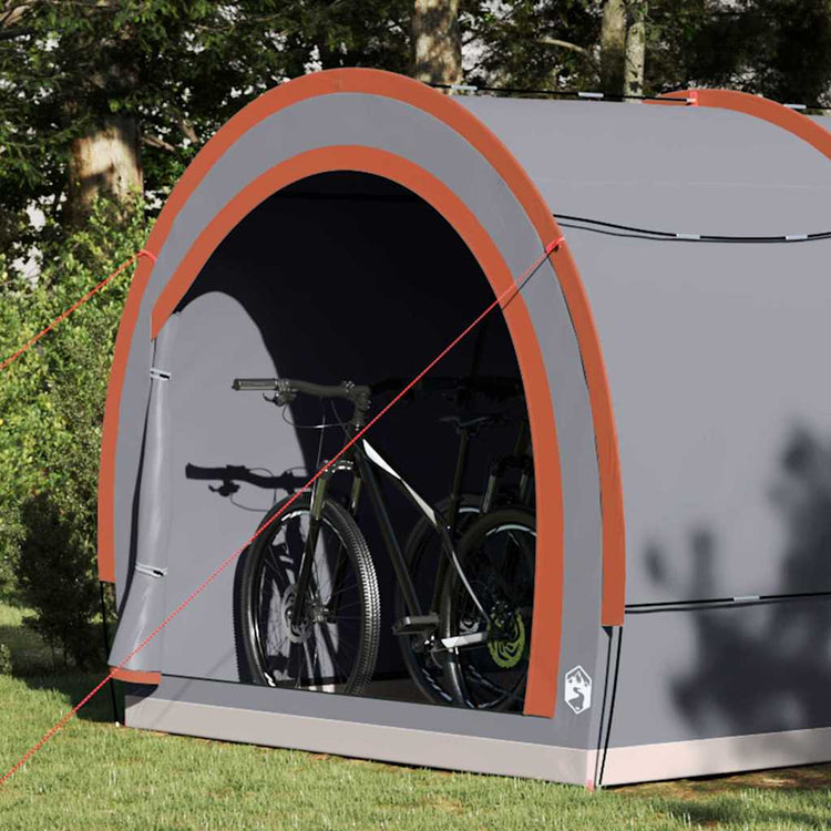 Vidaxxl tente vélo avec toit avec rangement gris et orange 256 x 222 x 182 cm