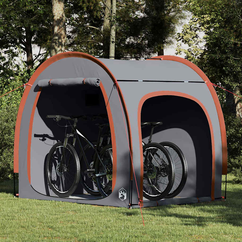 VidaXL tente vélo avec toit avec rangement gris et orange 218 x 156 x 180 cm