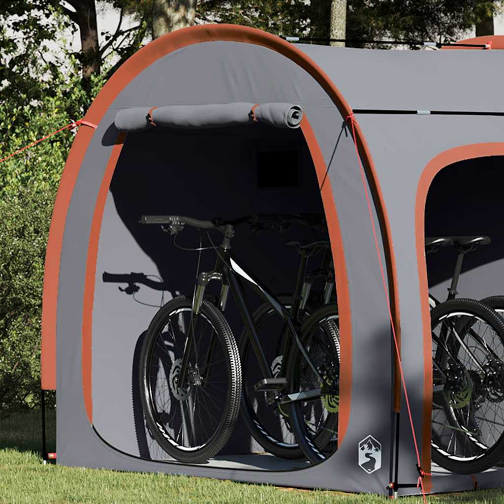 VidaXL tente vélo avec toit avec rangement gris et orange 218 x 156 x 180 cm