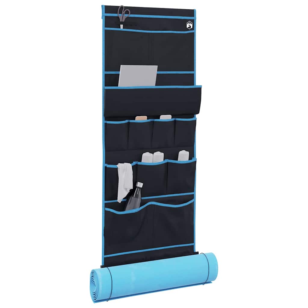 VidaXL sac de rangement avec rangement noir et bleu 161 x 58,5 cm oxford