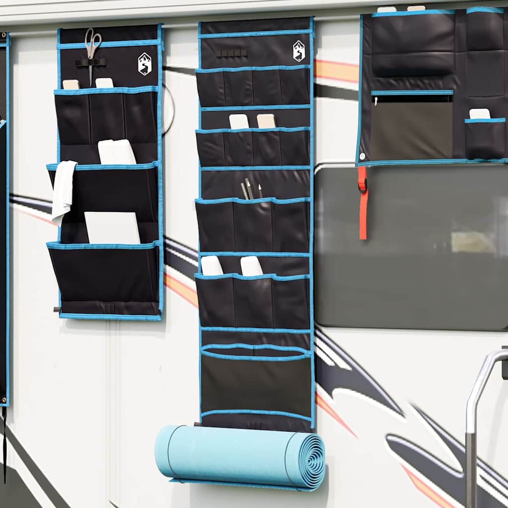 VidaXL sac de rangement avec rangement noir et bleu 125 x 48 cm oxford