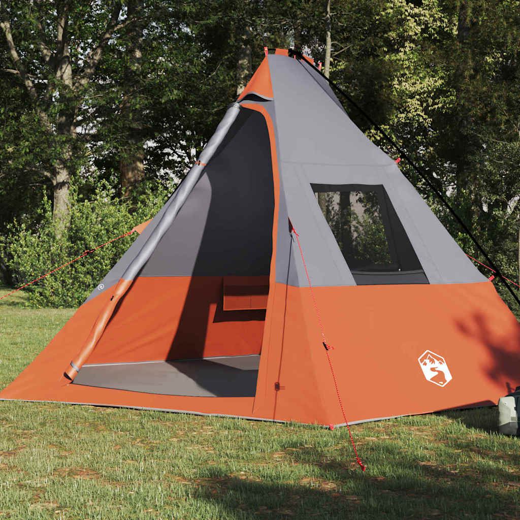 Tente tipi Vidaxx avec toit gris et orange 383 x 338 x 217 cm taffetas