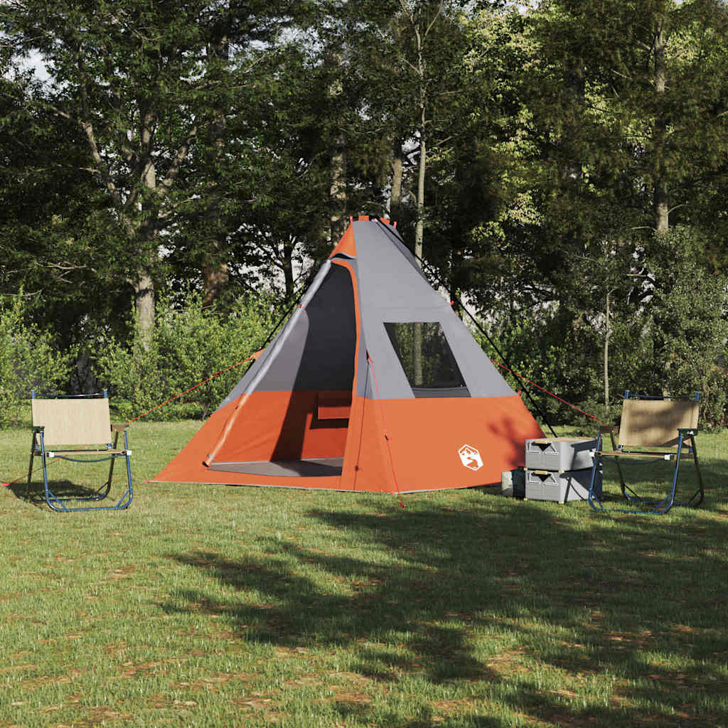Tente tipi Vidaxx avec toit gris et orange 383 x 338 x 217 cm taffetas