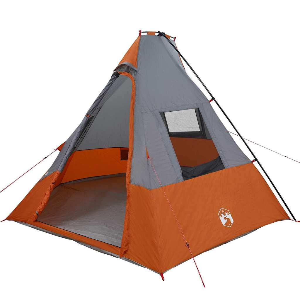 Tente tipi Vidaxx avec toit gris et orange 383 x 338 x 217 cm taffetas
