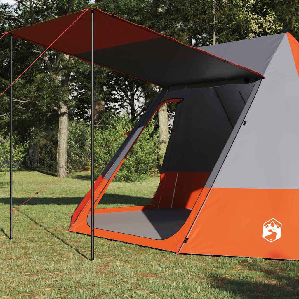 Tente de camping VidaXL avec toit gris et orange 482 x 360 x 227 cm taffetas