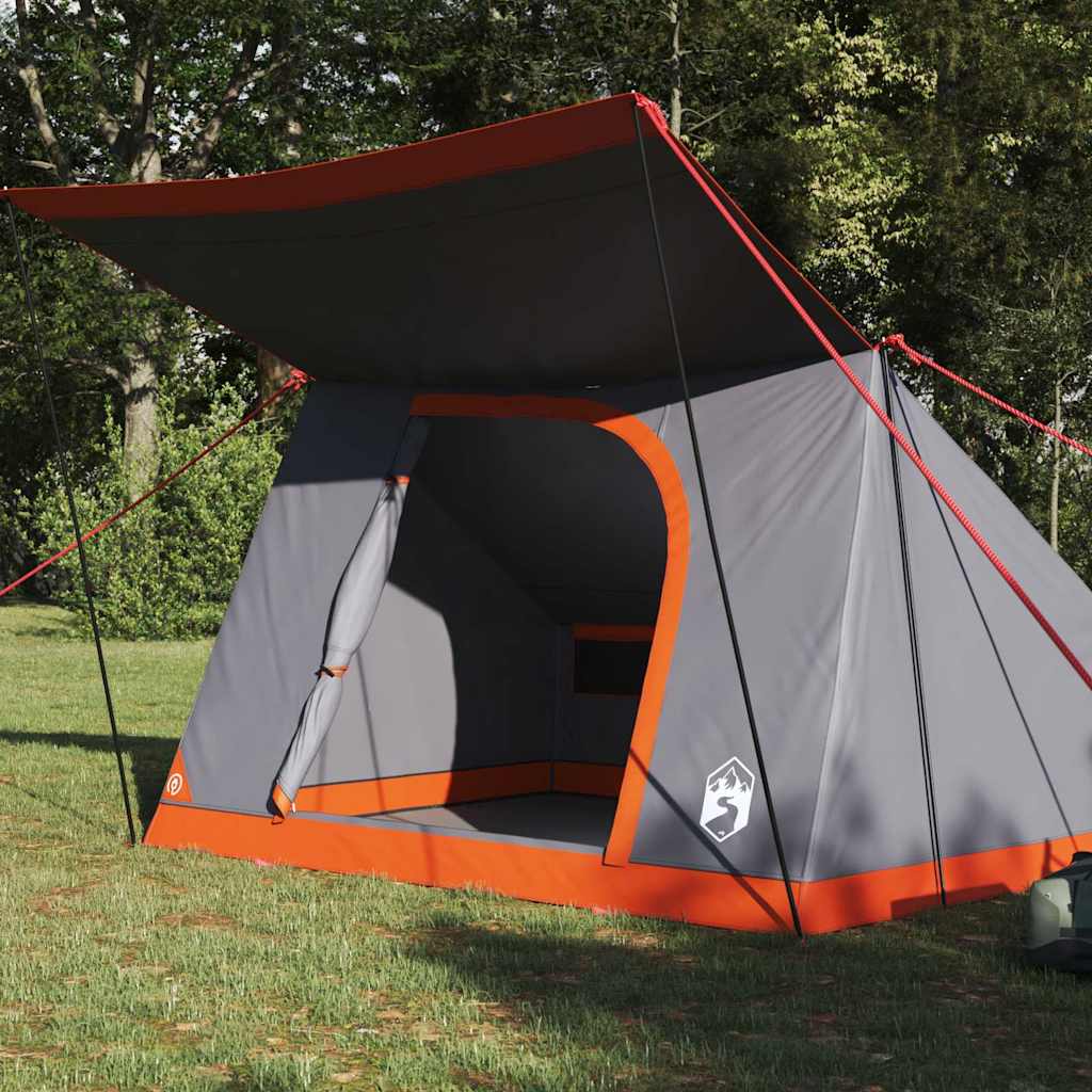 VidaXL tente de camping avec toit gris et orange 223 x 163 x 130 cm taffetas