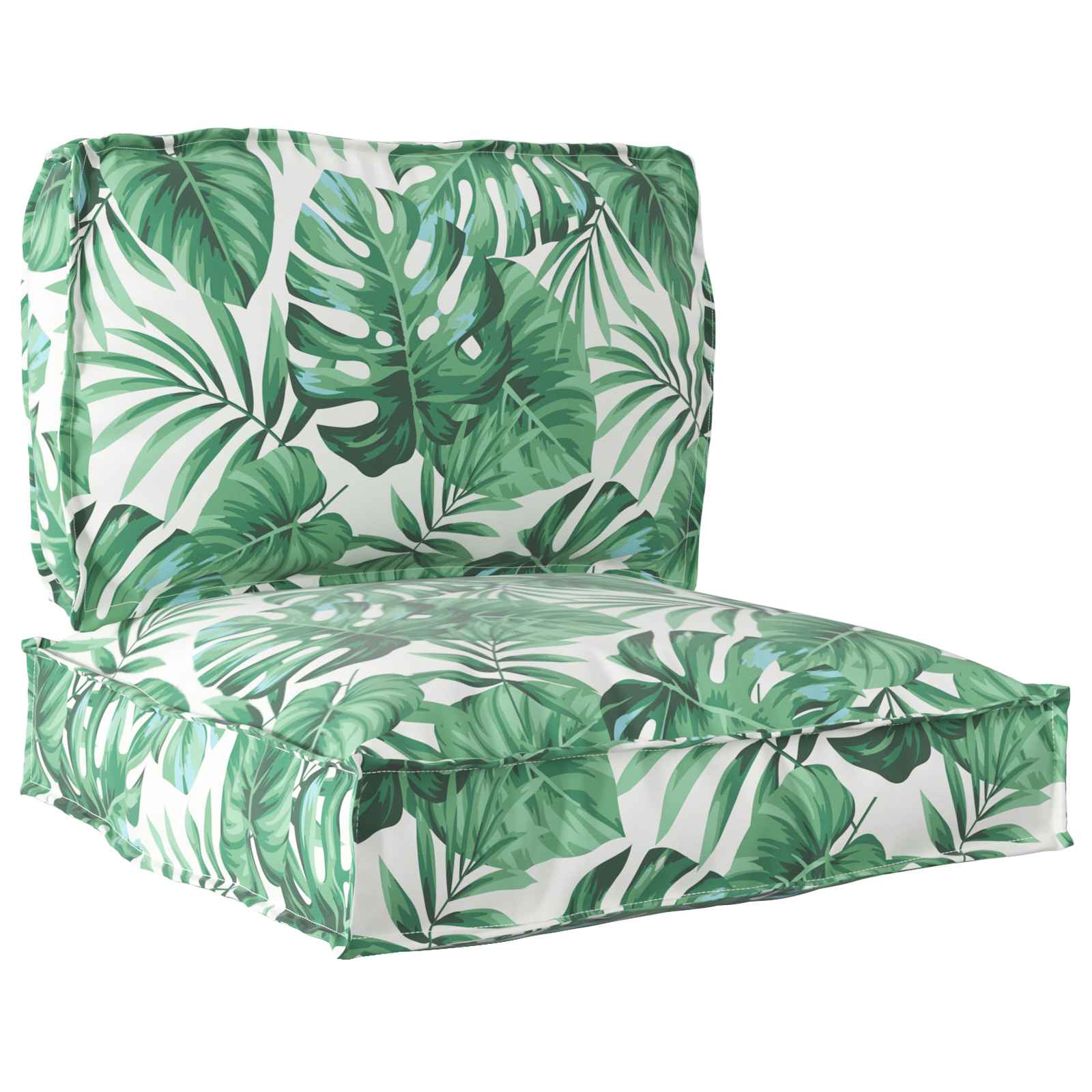 VidaXL ensemble de coussins de palette 2 pcs motif feuille verte 100 x 40 x 8 cm