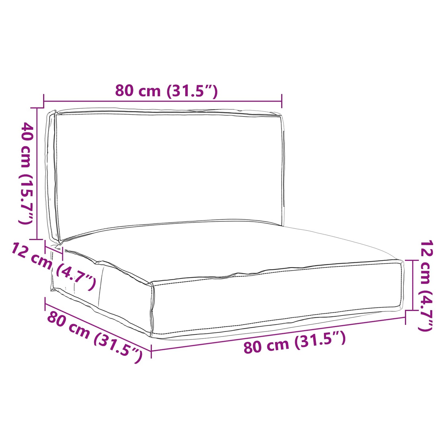 VidaXL ensemble de coussins de palette 2 pcs tissu oxford gris