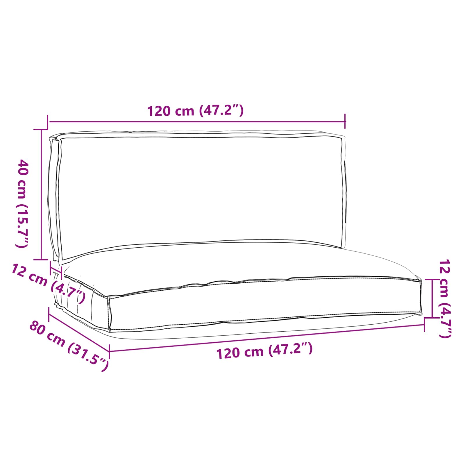 VidaXL ensemble de coussins de palette 2 pcs tissu oxford noir
