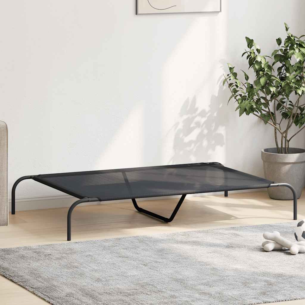 Vidaxx lit pour chien surélevé 130x80x20 cm textile et acier noir