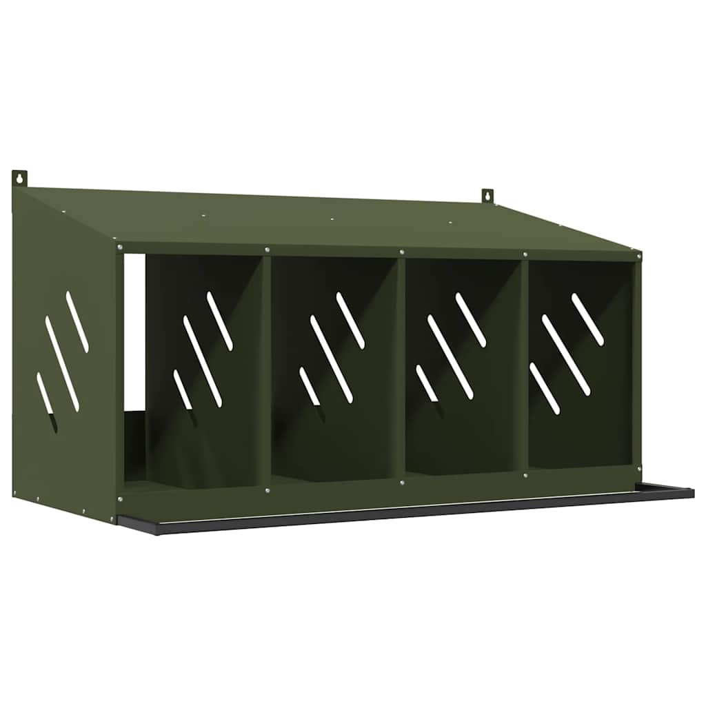 Nichoir à poules VidaXL avec 4 compartiments en métal vert olive