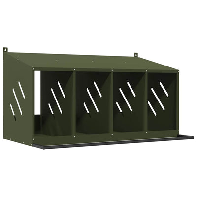 Nichoir à poules VidaXL avec 4 compartiments en métal vert olive