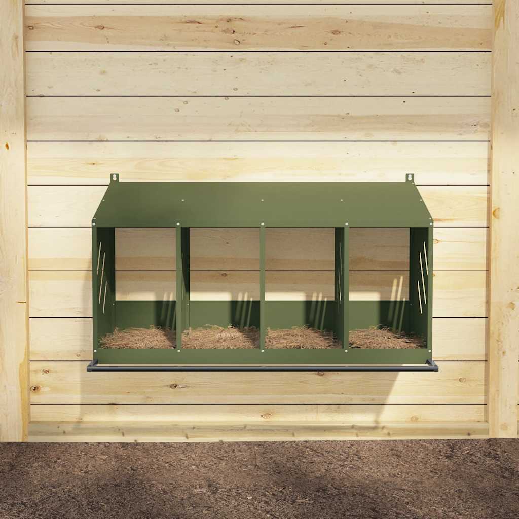 Nichoir à poules VidaXL avec 4 compartiments en métal vert olive