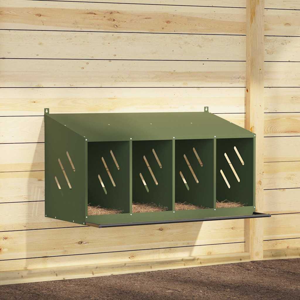 Nichoir à poules VidaXL avec 4 compartiments en métal vert olive