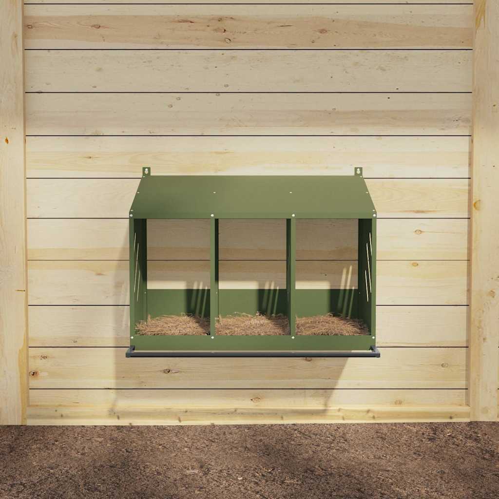 Nichoir à poules Vidaxxl à 3 compartiments en métal vert olive