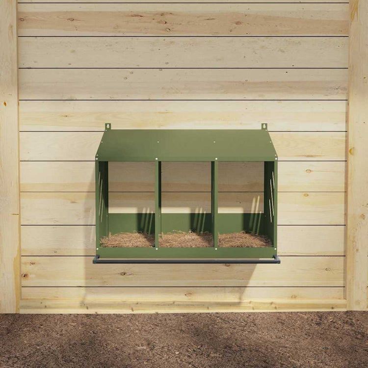 Nichoir à poules Vidaxxl à 3 compartiments en métal vert olive