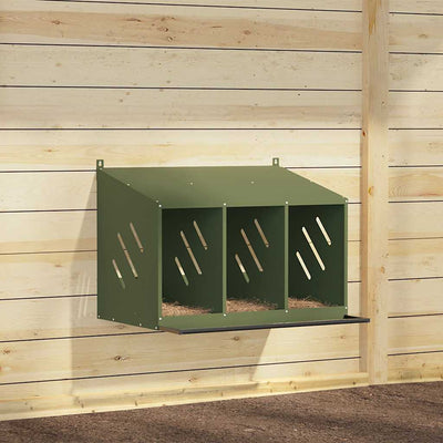 Nichoir à poules Vidaxxl à 3 compartiments en métal vert olive