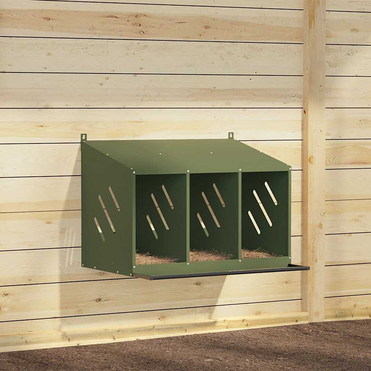 Nichoir à poules Vidaxxl à 3 compartiments en métal vert olive