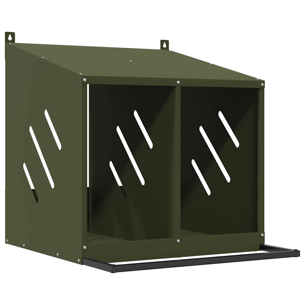 Nichoir à poules VidaXL avec 2 compartiments en métal vert olive