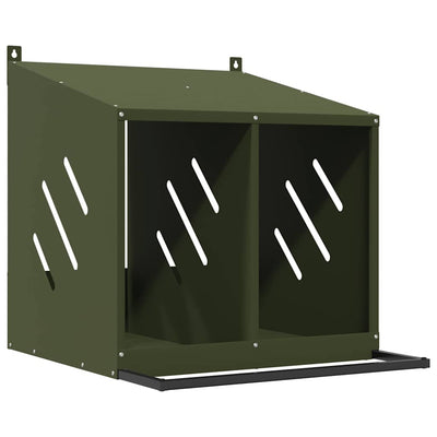 Nichoir à poules VidaXL avec 2 compartiments en métal vert olive