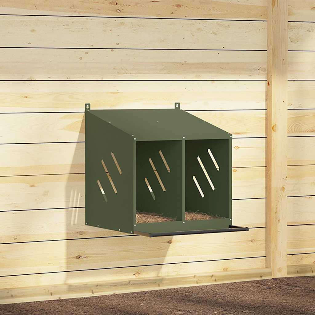 Nichoir à poules VidaXL avec 2 compartiments en métal vert olive