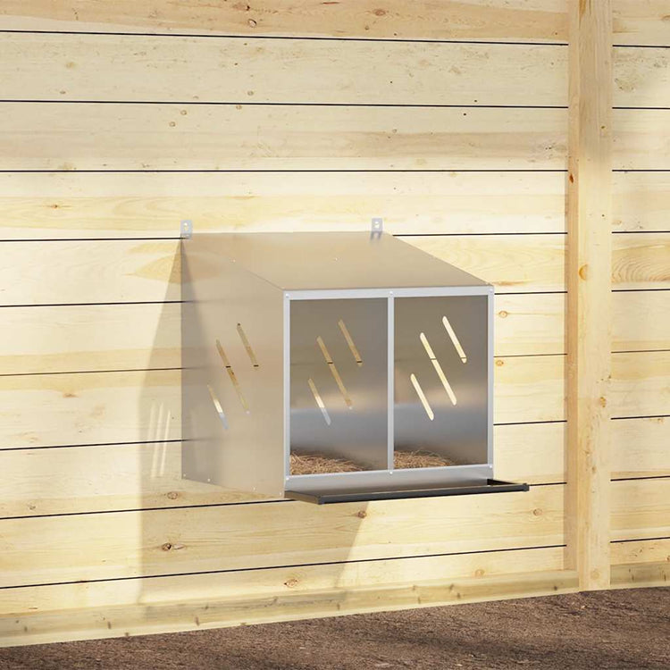 Vidaxl nichoir à poules avec 2 compartiments en métal galvanisé couleur argent