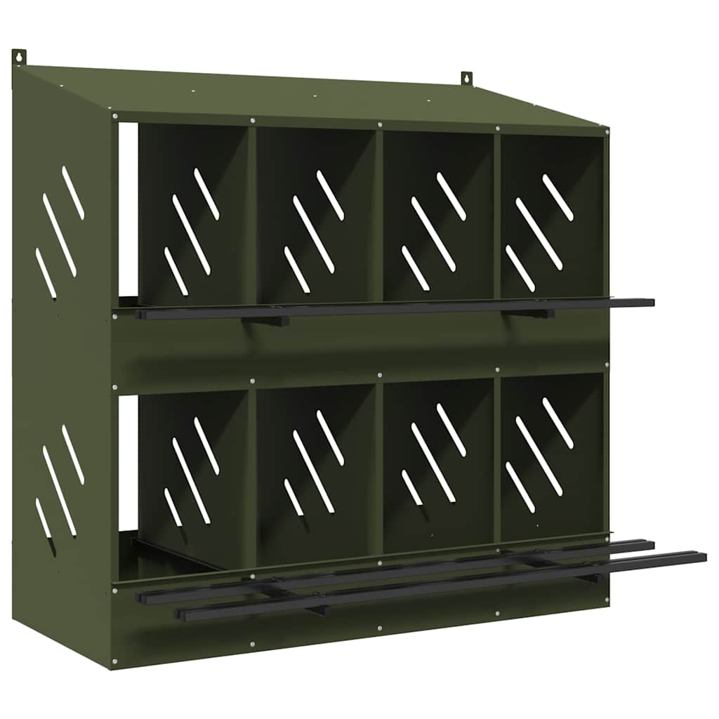 Nichoir à poules VidaXL avec 8 compartiments en métal vert olive
