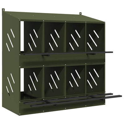 Nichoir à poules VidaXL avec 8 compartiments en métal vert olive