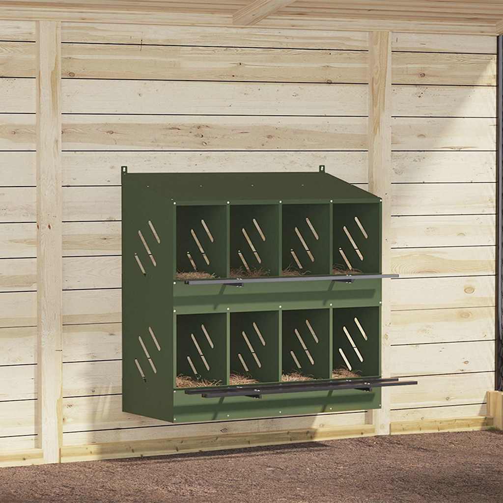 Nichoir à poules VidaXL avec 8 compartiments en métal vert olive