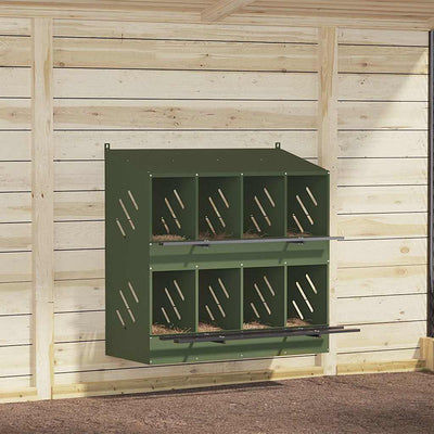 Nichoir à poules VidaXL avec 8 compartiments en métal vert olive
